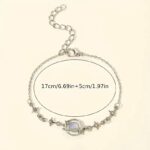 Celestial Star and Planet Charm Bracelet for Women with Rhinestones