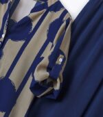 Women’s Navy Blue Polka Dot Two-Piece Set – Elegant V-Neck Button-Up Top with Wide-Leg Pants, Chic and Comfortable Outfit for All Seasons and Occasions - Image 6