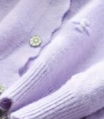 Women’s Elegant Knit Cardigan – Round Neck Long Sleeve Sweater with 3D Floral Embellishments, Wavy Hem, Button Accents, Solid Color, Perfect for Autumn & Winter - Image 10