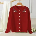 Ladies' Stylish Printed Cardigan | Soft, Comfortable Crew-Neck Design Perfect for Everyday Fall & Winter Wear